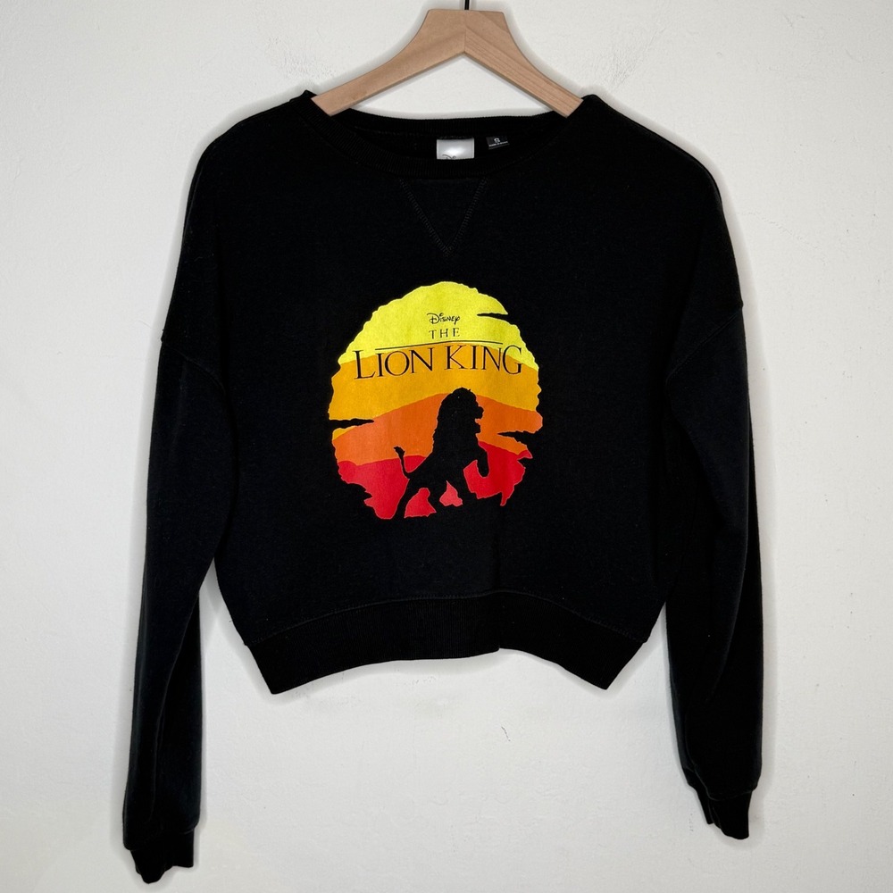 Disney The Lion King Cropped Sweatshirt S Black Graphic Disneycore Retro Street